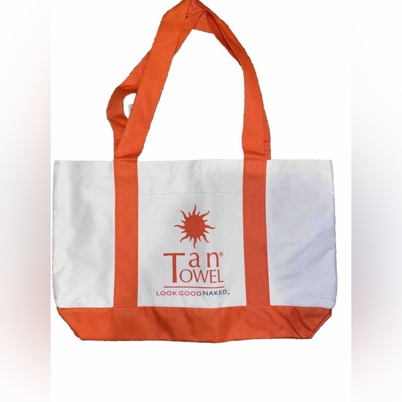 Tan Towels Handbags - Tan Towel Branded Beach Tote-Medium